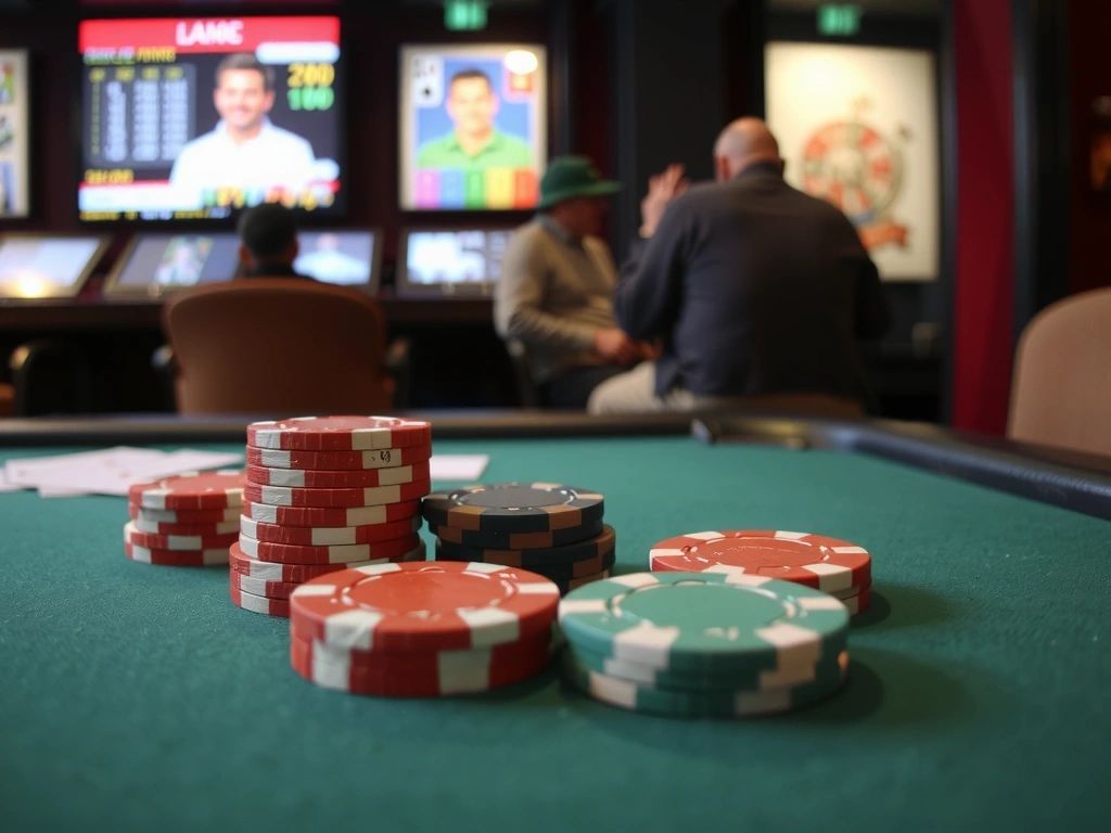 Jetons de poker sur table de jeu